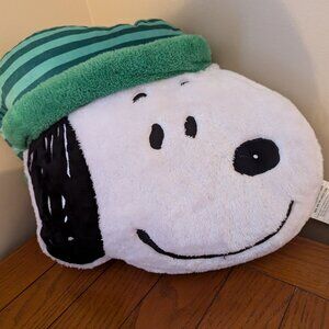 Peanuts 18-inch Jumbo Snoopy Decorative Christmas Pillow Green Hat Embroidery